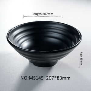 Vajilla de Melamina Negra Clásica Moderna MS145, Platos y Platos Hondos para Ramen y Sopa de Estilo Japonés - Product Image 6