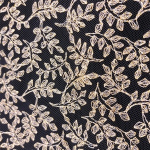 Robe de soirée or mode luxe maille tissu pour robe de mariée personnalisé mariage Lepu similicuir dentelle feuilles motif paillettes Nylon - Product Image 2