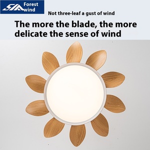 Ventilador de Techo LED de 3 Aspas Estilo Bosque con Lámpara, Control Remoto, Intensidad Regulable, Frecuencia Variable, Viento Fuerte, Iluminación Lateral, para Dormitorio y Hogar - Product Image 2