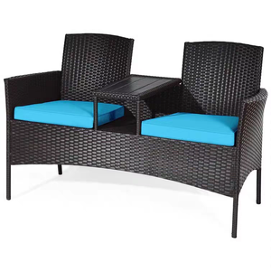Canapé-banc <span class=keywords><strong>de</strong></span> <span class=keywords><strong>jardin</strong></span> moderne en rotin PE durable et confortable, imperméable, pour extérieur, hôtel, parc, cour, chambre - Product Image 6