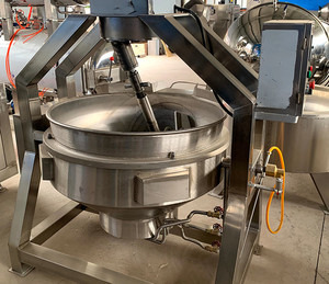 Marmite de cuisson industrielle électrique 380V semi-automatique grande capacité pour confiture de fruits et sauce chili, mélangeur planétaire - Product Image 1
