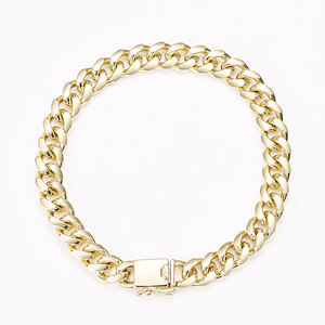 14K настоящий позолоченный браслет pulsera hombre, массивные звенья с алмазной огранкой, рок-браслет, кубинский браслет для мужчин в стиле Майами хип-хоп - Product Image 2