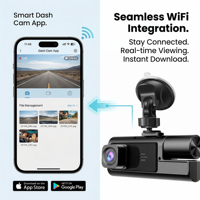 Caméra embarquée Wi-Fi 3 canaux 1080P à prix avantageux avec écran IPS de 2 pouces, 170° °   Vision large, vision nocturne améliorée, suivi GPS