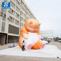 Modèle géant gonflable personnalisé de chat rose assis, motif animal de dessin animé, pour la publicité et la décoration d'événements en extérieur et de sites touristiques