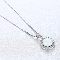 Collier en argent sterling S925 classique de luxe avec opale, cadeaux pour femmes, collier avec pendentif chaîne ronde