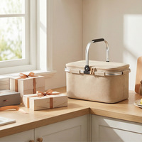 Panier isotherme PE moderne et minimaliste pour pique-nique en extérieur, pliable et portable, pour camping, refroidisseur de bière et de boissons, grande capacité, avec compartiment pour glaçons