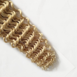 Haute qualité Double dessiné Remy cheveux humains tissage Extension crépus bouclés armure blonde <span class=keywords><strong>613</strong></span> - Product Image 5