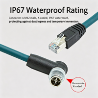 Câble Ethernet haute flexibilité pour caméra industrielle Cognex, M12 X Code 8 broches à RJ45 Cat-7e, à angle droit