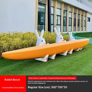 Banc de loisirs extérieur en fibre de verre pour centre commercial, sculpture animale, chaise lapin créative, pour espace de repos public, sur mesure - Product Image 6