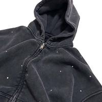 Ensemble de survêtement personnalisé pour homme en coton 100% avec imprimé strass, comprenant un sweat à capuche et un pantalon de jogging, style décontracté et épais