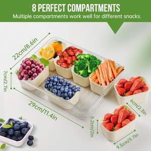 Conteneur de rangement portable en plastique pour épices et collations, plateau de service compartimenté avec couvercle et poignée, vente en gros - Product Image 2