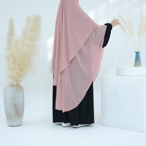 Nuovo Hijab Turco con Laccio Posteriore, Sciarpa da Preghiera Semplice per Donne Musulmane, Abito a 2 Strati, Lungo Niqab in Chiffon Khimar - Product Image 1