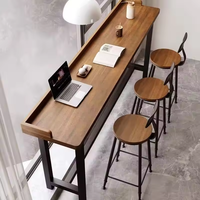 Meubles commerciaux modernes, plateau en bois avec pieds en métal, table haute de bar en bois pour cuisine, salle à manger, restaurant