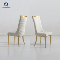 Chaise de salle à manger en tissu avec dossier, pieds dorés, chaise de salle à manger en velours à dossier haut avec pieds en métal, Besting Furniture, ville de Foshan