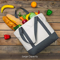 Sac d'épicerie personnalisé réutilisable, grande taille, fourre-tout, en toile de coton, avec fermeture éclair, produits écologiques, populaire