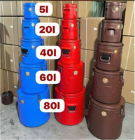Lot de 5 seaux isothermes pour aliments (5L, 20L, 40L, 60L, 80L) – Conteneurs isothermes avec couvercle pour le service de boissons et aliments en grande quantité