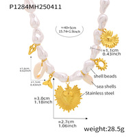 Collier tendance unisexe en acier inoxydable PVD doré avec chaîne à maillons, breloques étoile de mer, marguerite, soleil, cœur, coquillages et perles – Nouvelle collection été, vente flash