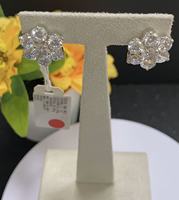 Anting-anting jepit bunga perak sterling 925 berkilauan grosir, perhiasan khusus pesta pernikahan wanita