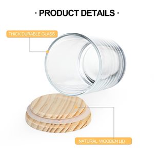 Wholesale Round Empty Glass Candle Making Jars 6oz 8oz 12oz 14oz Clear Candle Container Black Candle Jars with Wood <b>Lid</b> - Product Image 2