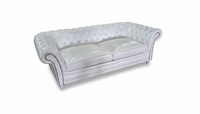 2-Sitzer Weißes Chesterfield-Sofa Elegantes Gepolstertes Leder-Design Klassisch Geknöpft Komfortable Tiefe Sitzfläche Stilvoll