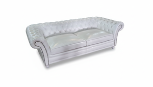 Canapé Chesterfield 2 places blanc, design élégant en cuir capitonné, classique, boutons capitonnés, assise profonde confortable, élégant - Product Image 3