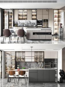 Ensemble de meubles américains complets de conception compacte d'îlot en bois prêt à l'emploi bon marché pour la maison Armoires de cuisine avec appareils électroménagers - Product Image 2