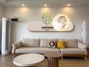 Quadro Decorativo <span class=keywords><strong>da</strong></span> Parete per Soggiorno con Luna in Arenaria, <span class=keywords><strong>Pittura</strong></span> Tridimensionale con Piante Verdi Reali, Arte Murale di Alta Gamma per Divano e <span class=keywords><strong>Camera</strong></span> <span class=keywords><strong>da</strong></span> <span class=keywords><strong>Letto</strong></span> - Product Image 4