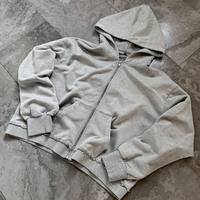 Veste courte Finch Garment Streetwear coupe ample pour homme, effet délavé, 480 g/m², avec fermeture éclair et strass