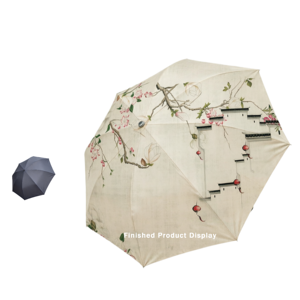 Parasol pliant automatique anti-UV super résistant au vent et imperméable, couleur crème, pour voyage et usage quotidien - Product Image 1
