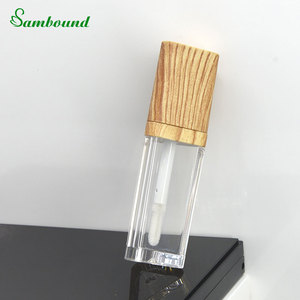 Tubos de brillo de labios de 7ml personalizados al por mayor nuevos tubos de brillo de labios de grano de madera chapados en agua de plástico con tapón de rosca para cosméticos - Product Image 3