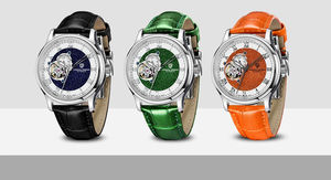 Montre automatique mécanique de luxe YS015 pour homme, style antique, 41 mm, tourbillon, analogique, chiffres romains, verre saphir, bracelet en cuir, décontractée et tendance - Product Image 5