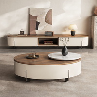 Meuble TV moderne en gros avec table basse, ensemble de meubles de salon de luxe en noyer, console multimédia en bois, meuble TV