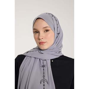 Chal Bordado - Hilal Dokuma - Gris - Negro - Hilal Dokuma - Gris - Negro - Product Image 3