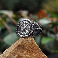 Viking Souvenir Acier Inoxydable Viking Anneau Hommes Norse Amulette VIking Bijoux