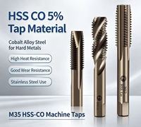 Juego de Machos y Terrajas para Máquina Tian Gong M35 HSS Sin Recubrimiento, para Roscado Derecho/Izquierdo, Acero Inoxidable, Dureza HRC 62-65, Personalizable