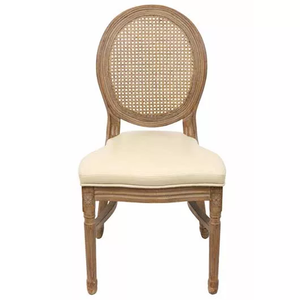 Chaise <span class=keywords><strong>de</strong></span> <span class=keywords><strong>salle</strong></span> à manger classique en rotin français avec dossier rembourré, style château - Product Image 1