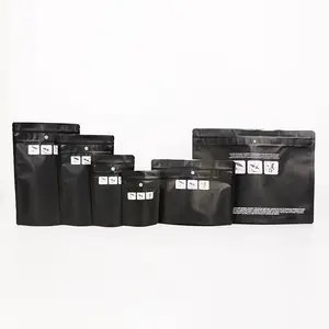 Matte Stand Up Pouch Black Ziplock Smell Proof Mylar Plastic Packaging Mylar Child Resistant Gummy Bags