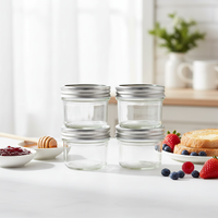 Stoples Kaca Tahan Panas 100ml dengan Tutup Plastik Kedap Udara untuk Selai, Madu, Yogurt, Oatmeal, dan Penyimpanan Makanan