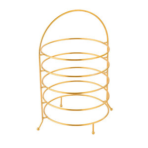 Stainless Steel Round Tray Rack 3 Tier Gold Finish For Hotel Tea Coffee Serving - Product Image 3