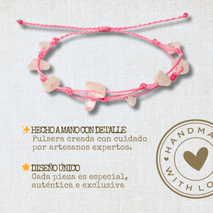 Braccialetto di quarzo rosa regolabile fatto a mano con perline in pietra naturale per donne e uomini a prova di amuleto da uomo - Product Image 2