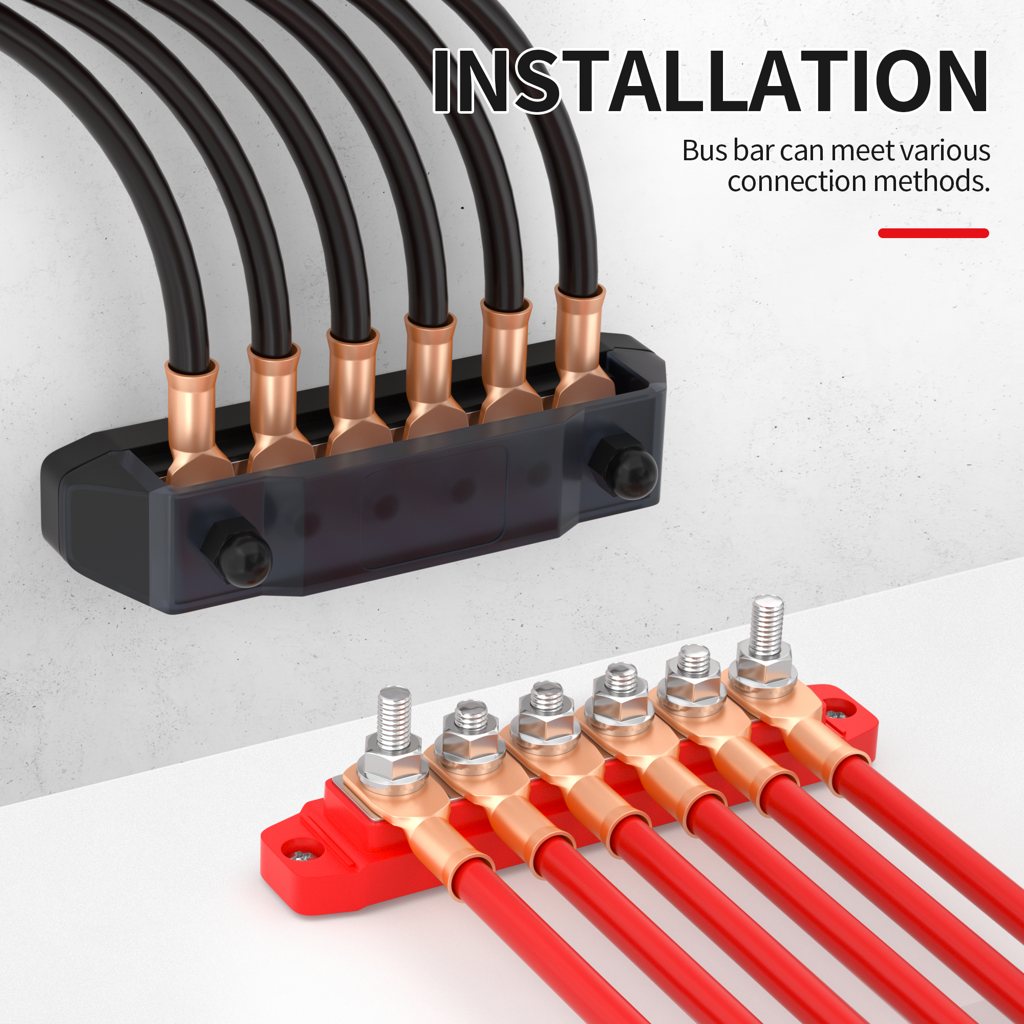DAIERTEK 12V Bus Bar 5 X 5/16" (M8) Terminal Studs 12V Power Distribution Block With Cover Max - View #6