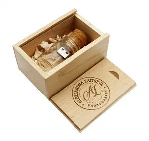 Goffrato Laser logo vetro che desidera bottiglie galleggianti USB 2.0 3.0 Flash Drive 8GB 16GB 32GB 64GB 128GB 256gb 512gb legno Pen Drive - Product Image 2