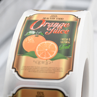Étiquettes personnalisées pour jus d'orange, feuilles d'étiquettes, impression haute définition, UV partiel, personnalisation du corps de la bouteille