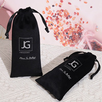 Hot Sale Black Velvet Kordel zug Tasche für Kerzen schneider Verpackung Staub Benutzer definiertes Logo Gedruckte Flanell Samt Geschenk verpackung Tasche