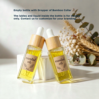 Vente en gros de flacons compte-gouttes en verre épais de luxe de 5 ml, flacons vides pour sérum avec col en bambou pour les soins de la peau, les parfums et les huiles essentielles