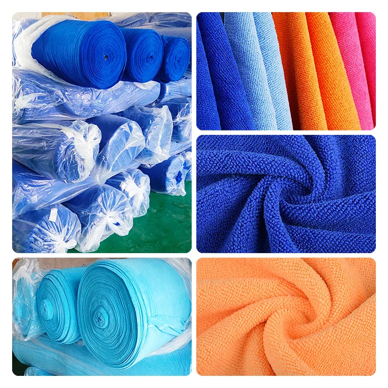 Rolo de toalha de microfibra de secagem rápida, tecido de poliéster 70/30 para toalha, tecido de microfibra 300gsm, material de toalha de massa
