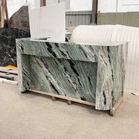 Bureau de réception moderne en marbre vert Shangrila Cammy Stone, en forme de L, durable et luxueux, pour centre commercial, hôtel, bureau, immeuble, espaces commerciaux