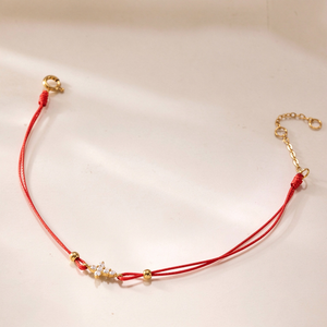 Bracelet fin en fil rouge avec croix pour femme, petit charme croix en zircon, plaqué or, acier inoxydable, réglable, bracelet porte-bonheur rouge - Product Image 5