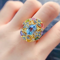 Fashion Luxury OEM ODM 925 Sterling Silver Gold Plated Natural Topaz Women's Wedding Fine Engagement Anniversary Party Gift