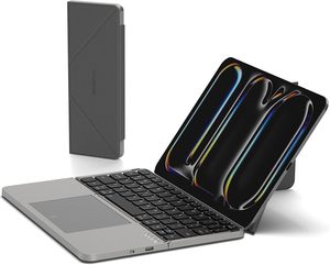 Clavier Bluetooth sans fil <span class=keywords><strong>rechargeable</strong></span>, fin et portable, pliable pour tablette, avec pavé tactile et support de protection - Product Image 1